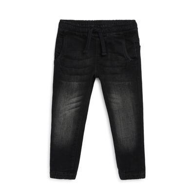 Boys Black Solid Long Trouser
